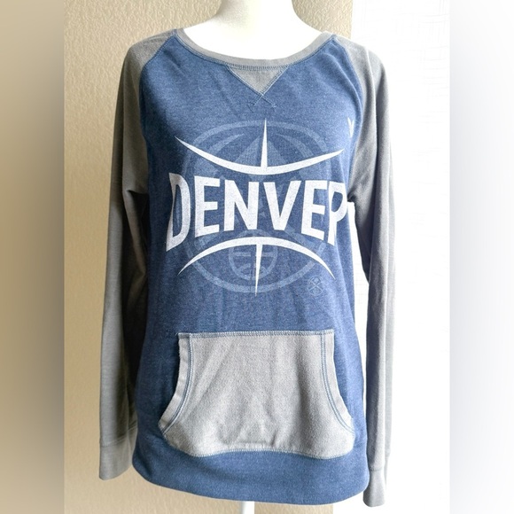 Adidas Originals Denver Nuggets Raglan Sweatshirt Navy/Gray Women’s Small - Picture 1 of 5